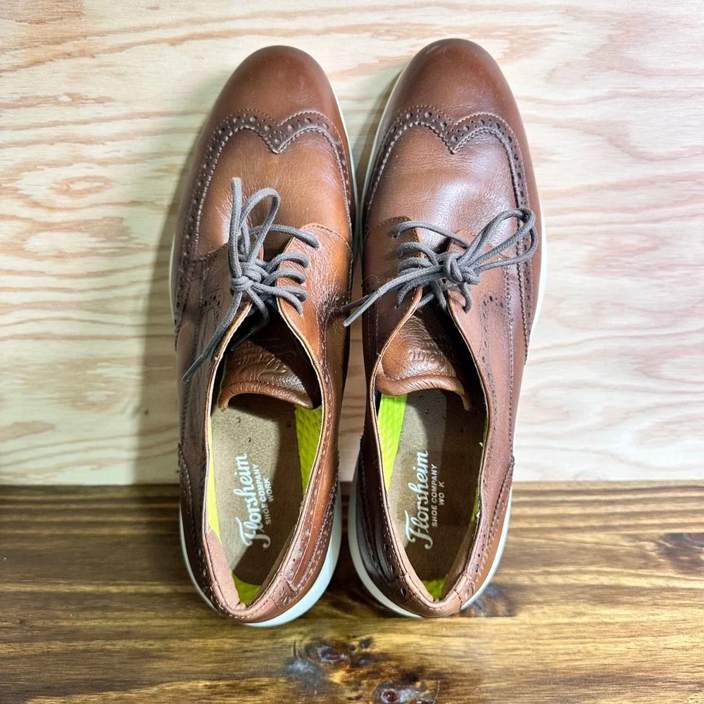 Florsheim Wingtip Oxford Safety Toe Work Shoes Men's 10EEE Brown Leather FS2623